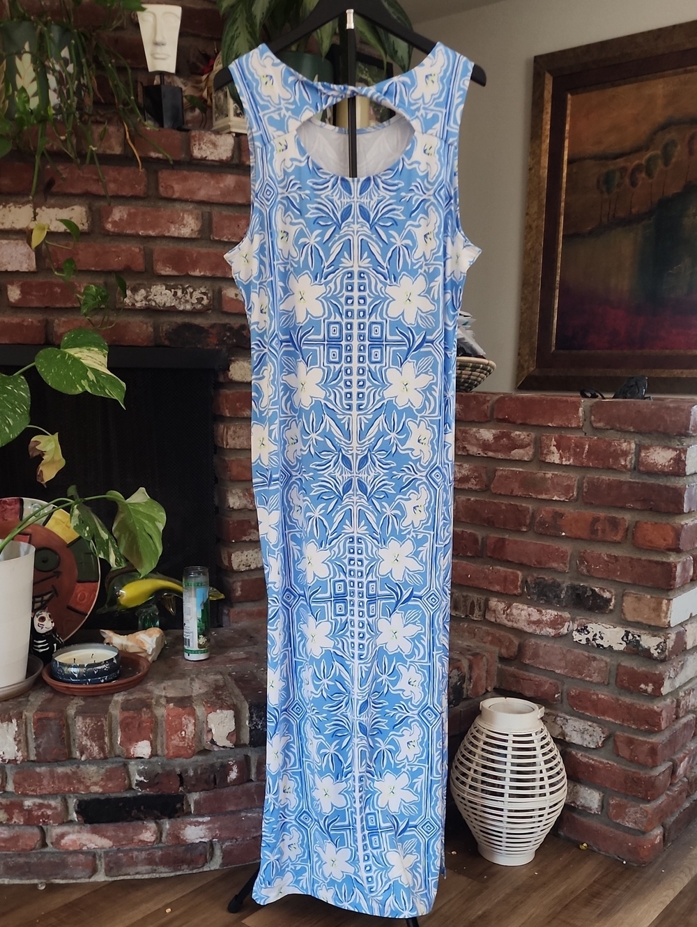 NWT Lilly Pulitzer Blue White Floral Sleeveless Maxi Dress - Picture 5 of 10